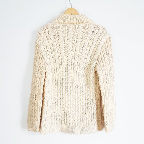 Vintage Cozy Pure Wool Fisherman's Sweater Made in England Heavy Wool Size M - Picture 5 of 10